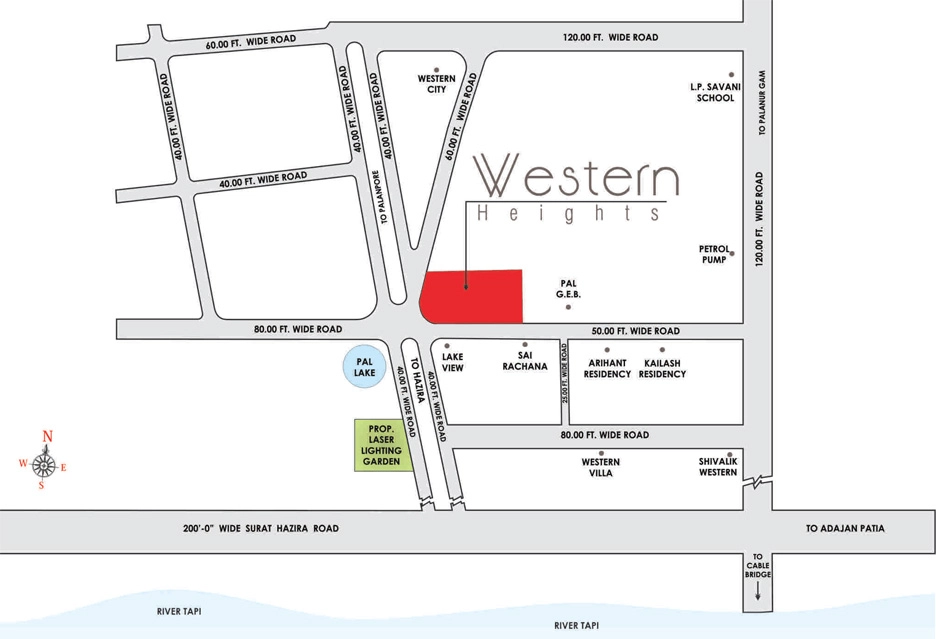 Western Height project location map and nearby surroundings